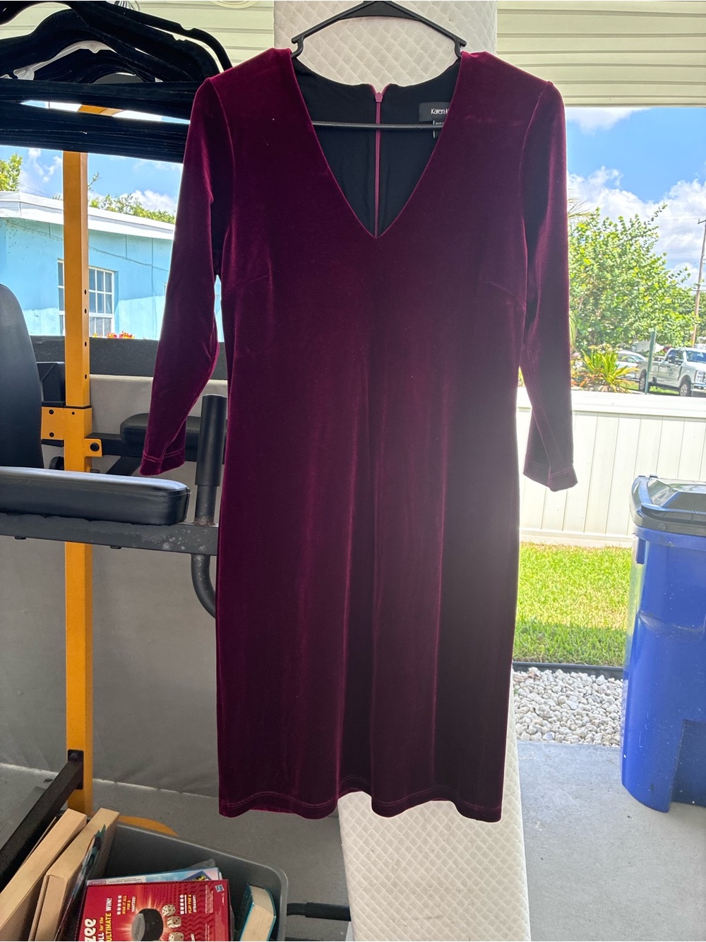 Karen Kane Burgundy Velvet Long Sleeve V-Neck Dress